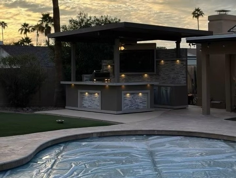 KoKoMo Bermuda BBQ Island with Oversized TV & Firepit