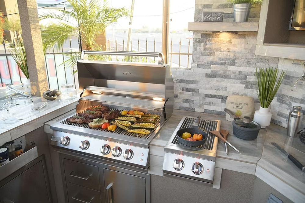 KoKoMo Bermuda BBQ Island with Oversized TV & Firepit