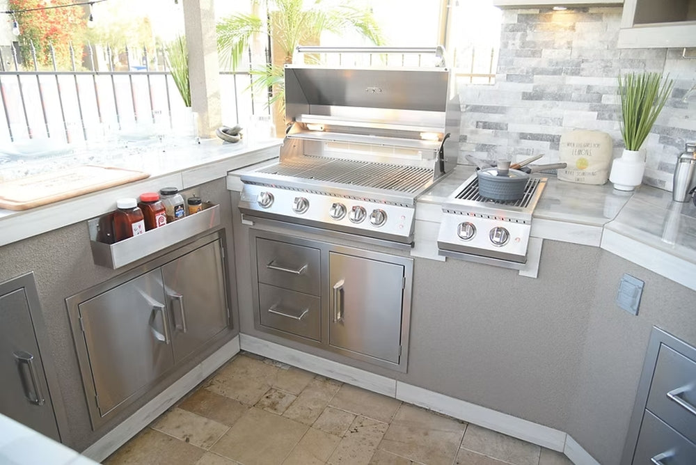 KoKoMo Bermuda BBQ Island with Oversized TV & Firepit