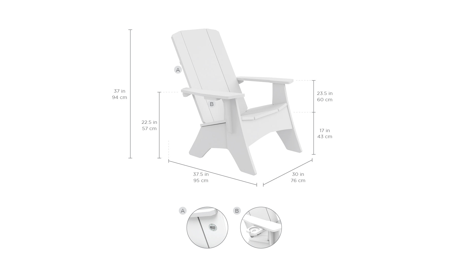 Ledge Halo Firepit with Set of 4 Adirondacks