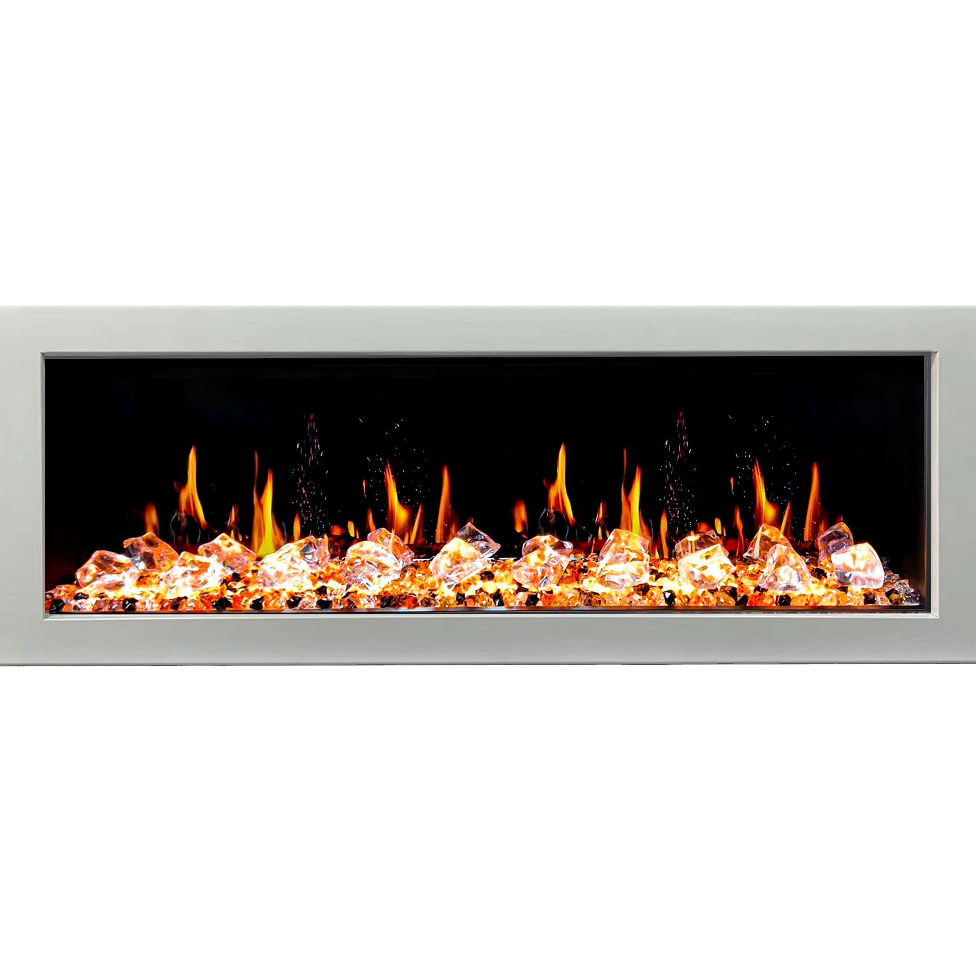 Litedeer Homes Gloria II 58-inch Seamless Push-in White Frame Electric Fireplace with Acrylic Crushed Ice Rocks ZEF58VCW
