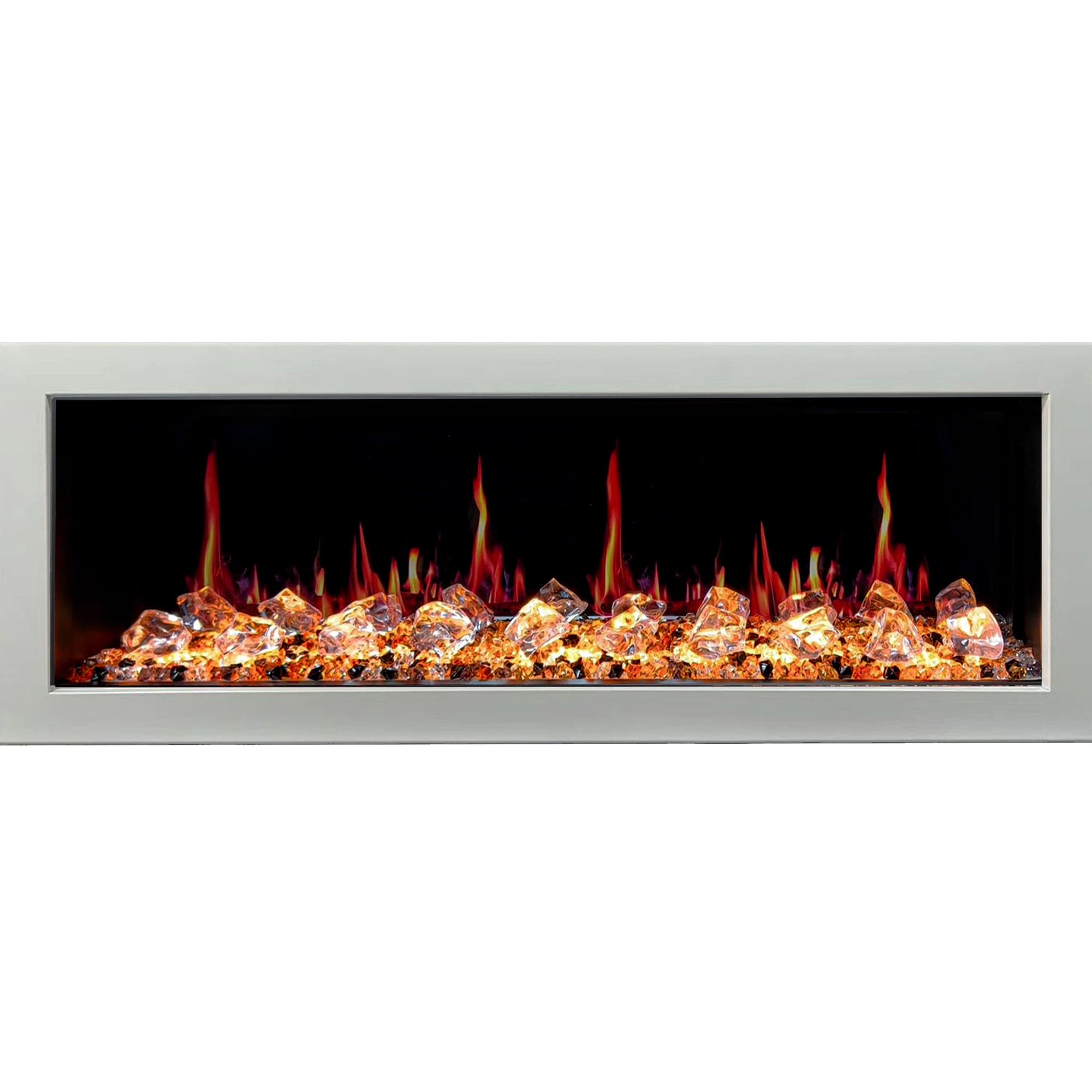 Litedeer Homes Gloria II 58-inch Seamless Push-in White Frame Electric Fireplace with Acrylic Crushed Ice Rocks ZEF58VCW