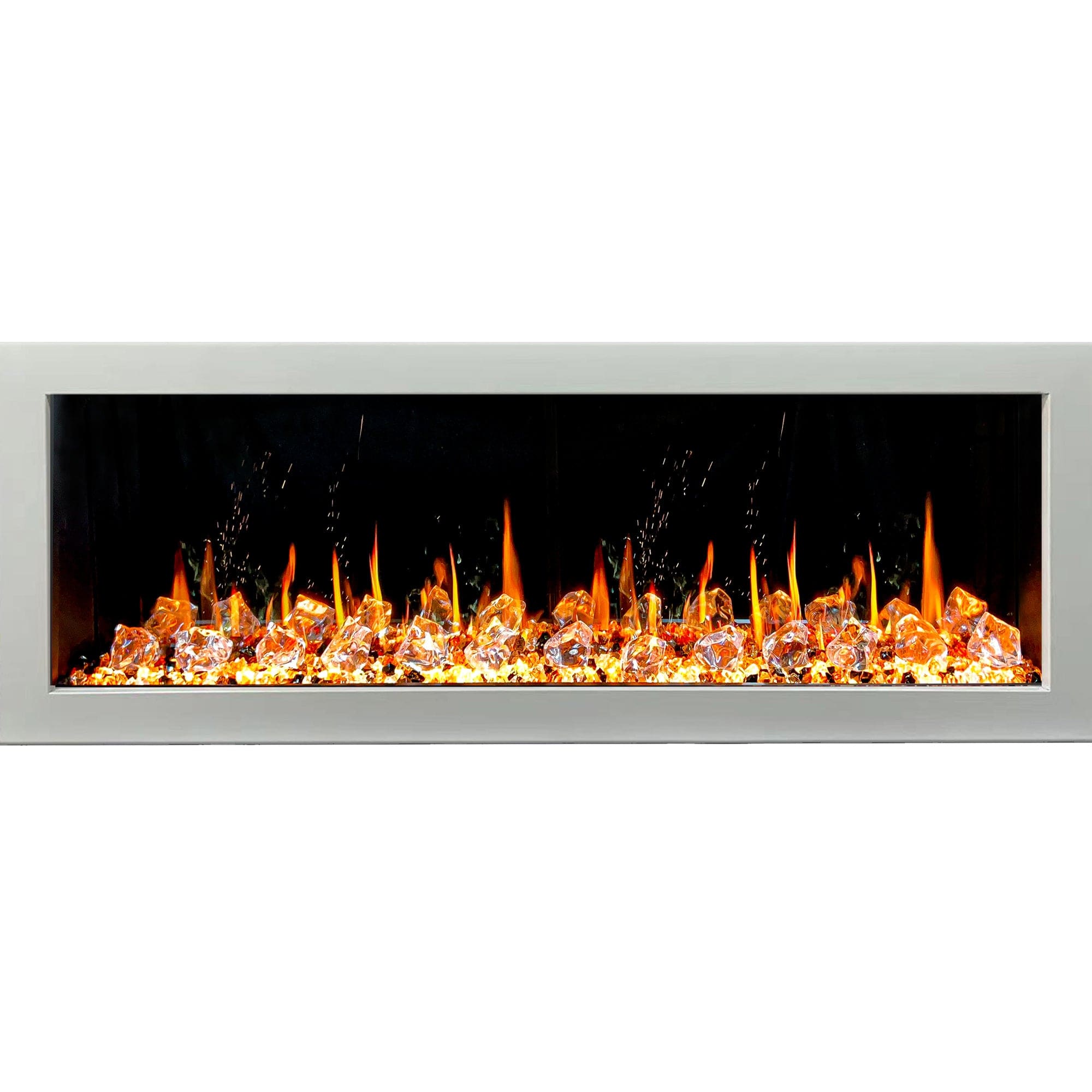 Litedeer Homes Gloria II 58-inch Seamless Push-in White Frame Electric Fireplace with Acrylic Crushed Ice Rocks ZEF58VCW