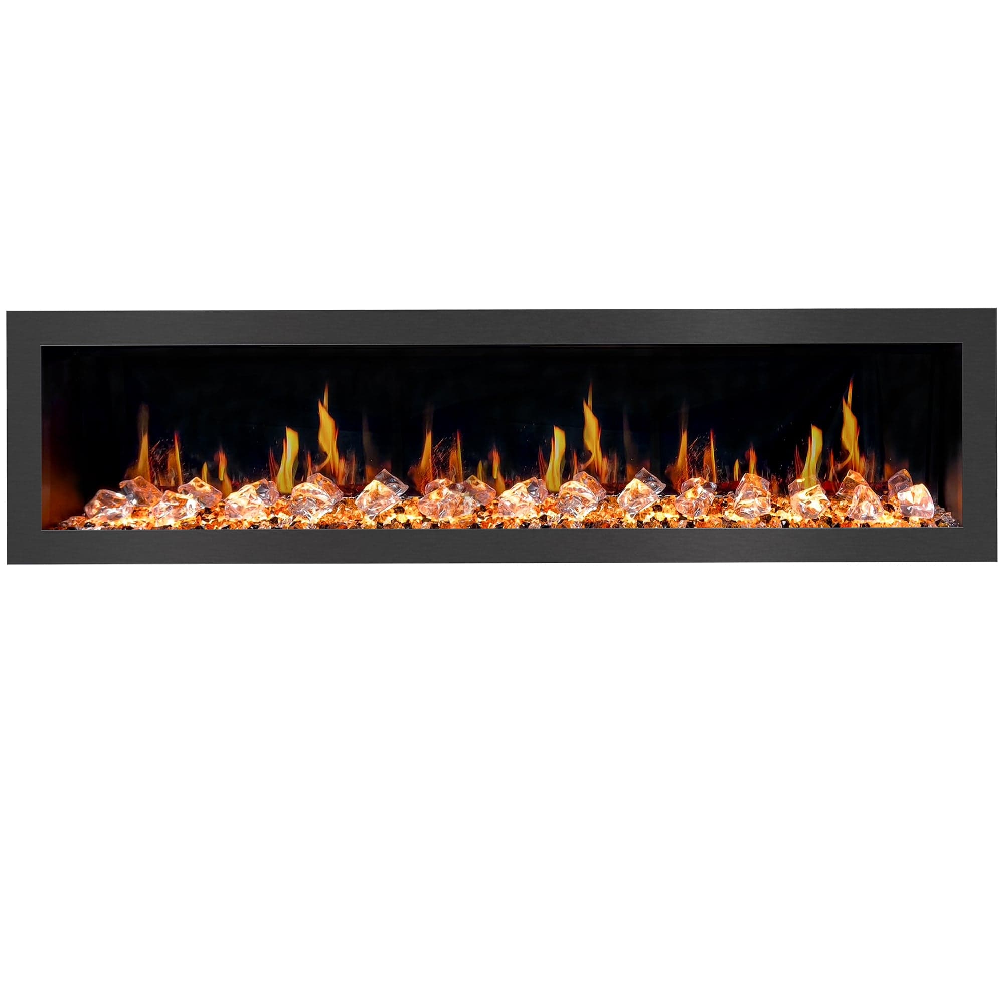 Litedeer Homes Latitude 75-inch Ultra Slim Built-in Electric Fireplace with Acrylic Crushed Ice Rocks ZEF75VC