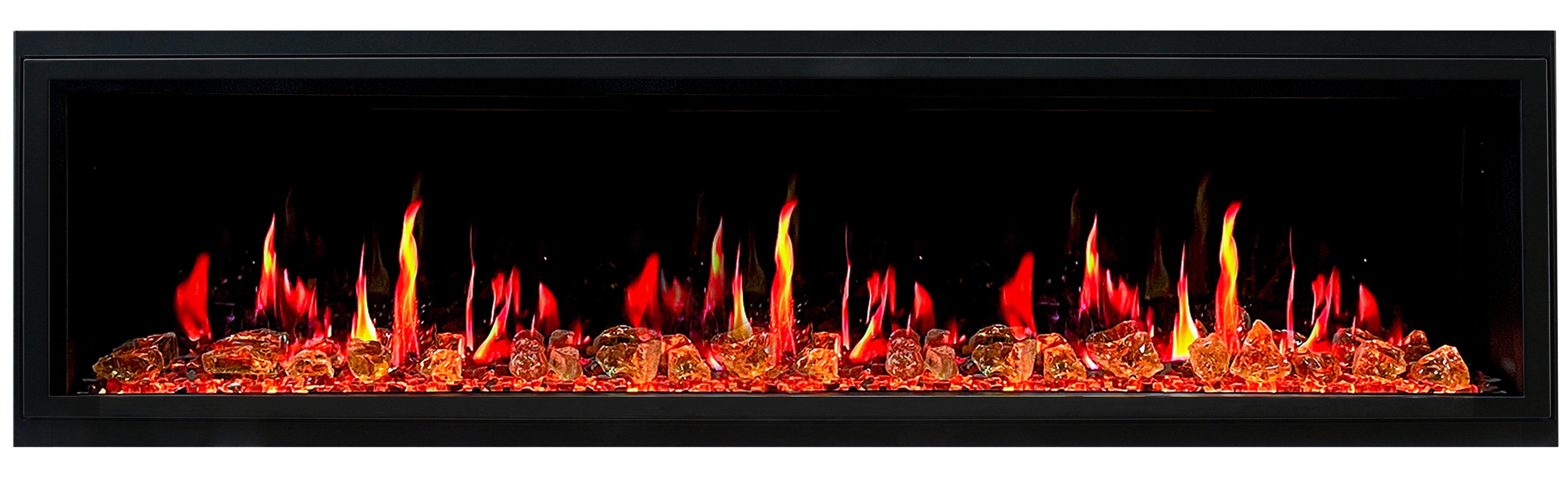 Litedeer Homes Latitude 75-inch Ultra Slim Built-in Electric Fireplace with Reflective Fire Glass ZEF75VA