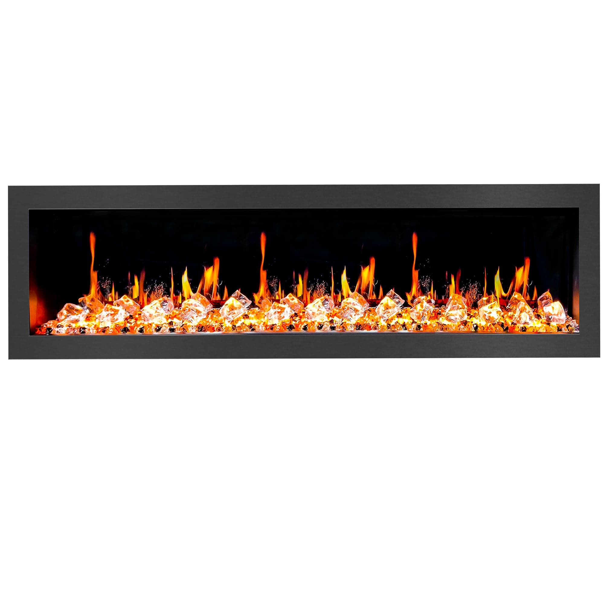 Litedeer Homes Latitude II 68-inch Seamless Push-in Electric Fireplace with Acrylic Crushed Ice Rocks ZEF68XC