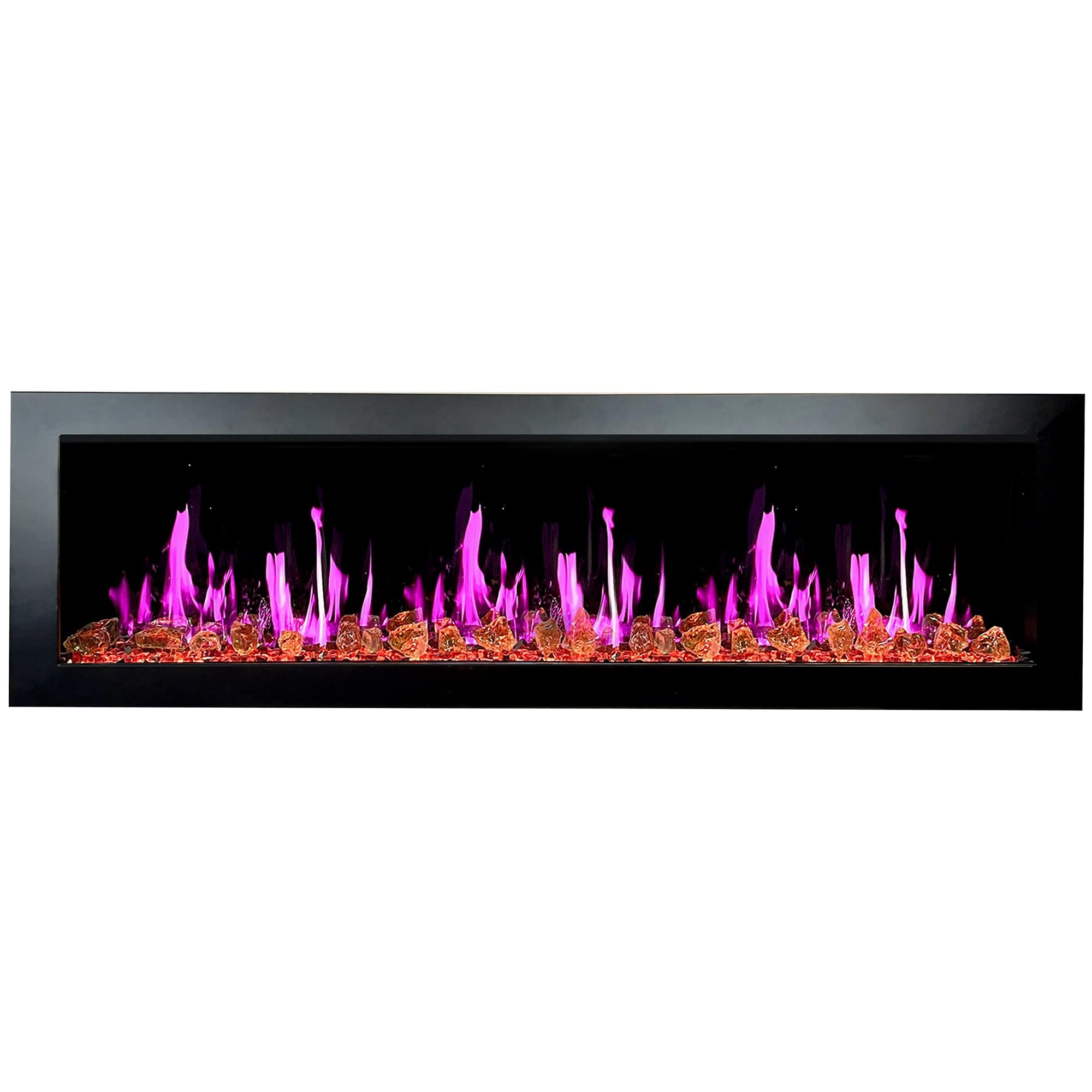 Litedeer Homes Latitude II 68-inch Seamless Push-in Electric Fireplace with Reflective Fire Glass ZEF68XA
