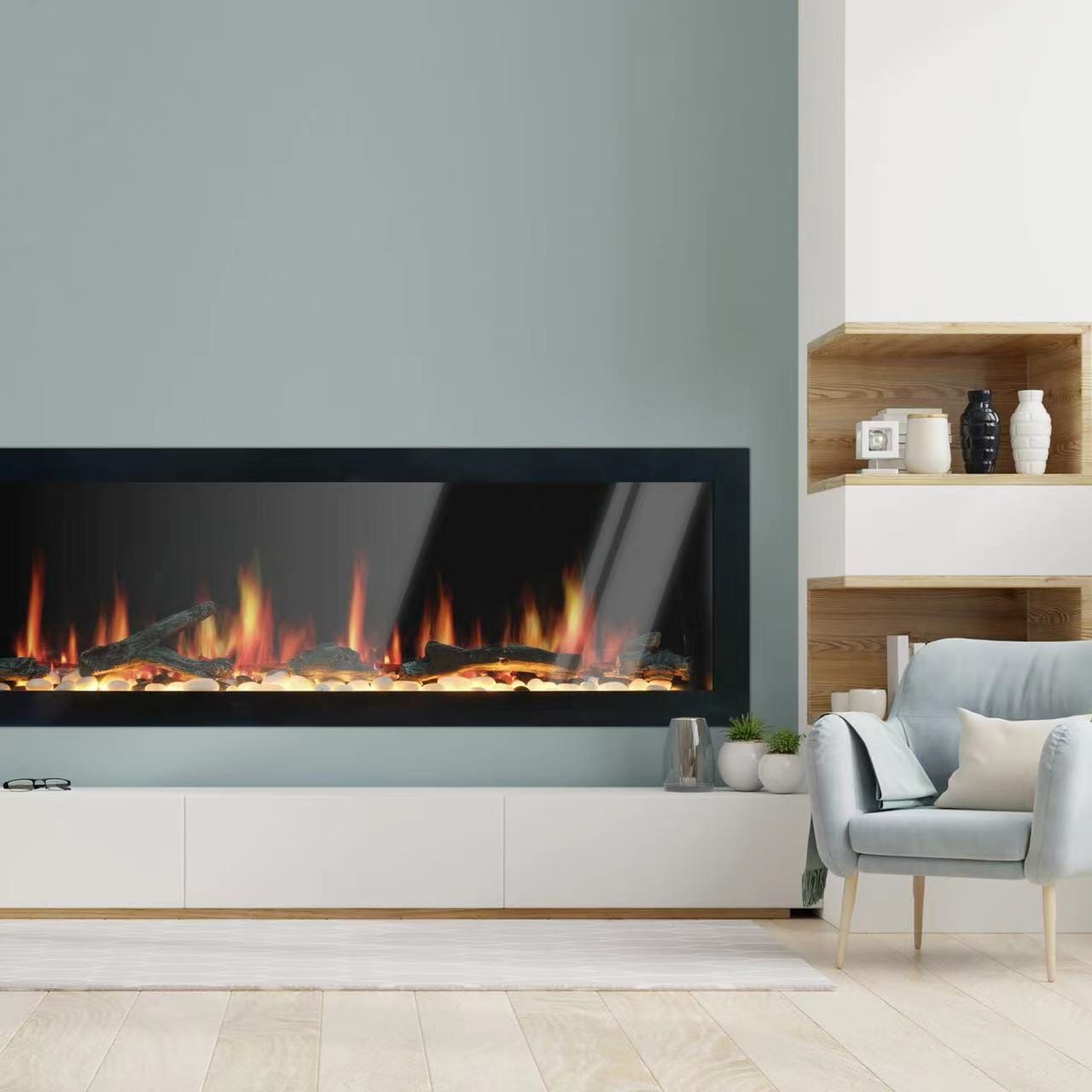 Litedeer Homes Latitude II 68-inch Seamless Push-in Electric Fireplace ZEF68X