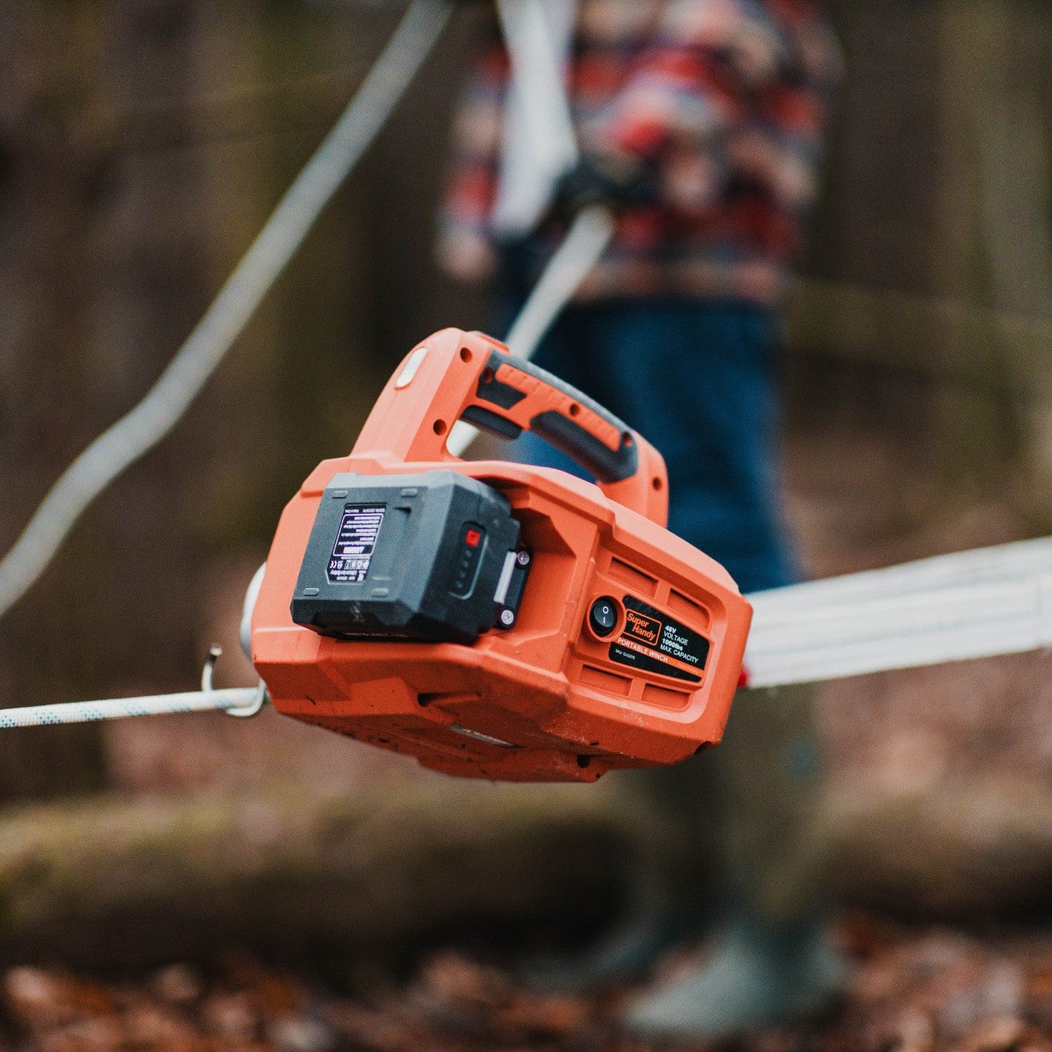 Super Handy Electric Capstan Winch - 48V 2Ah Battery, Low-Stretch Rope