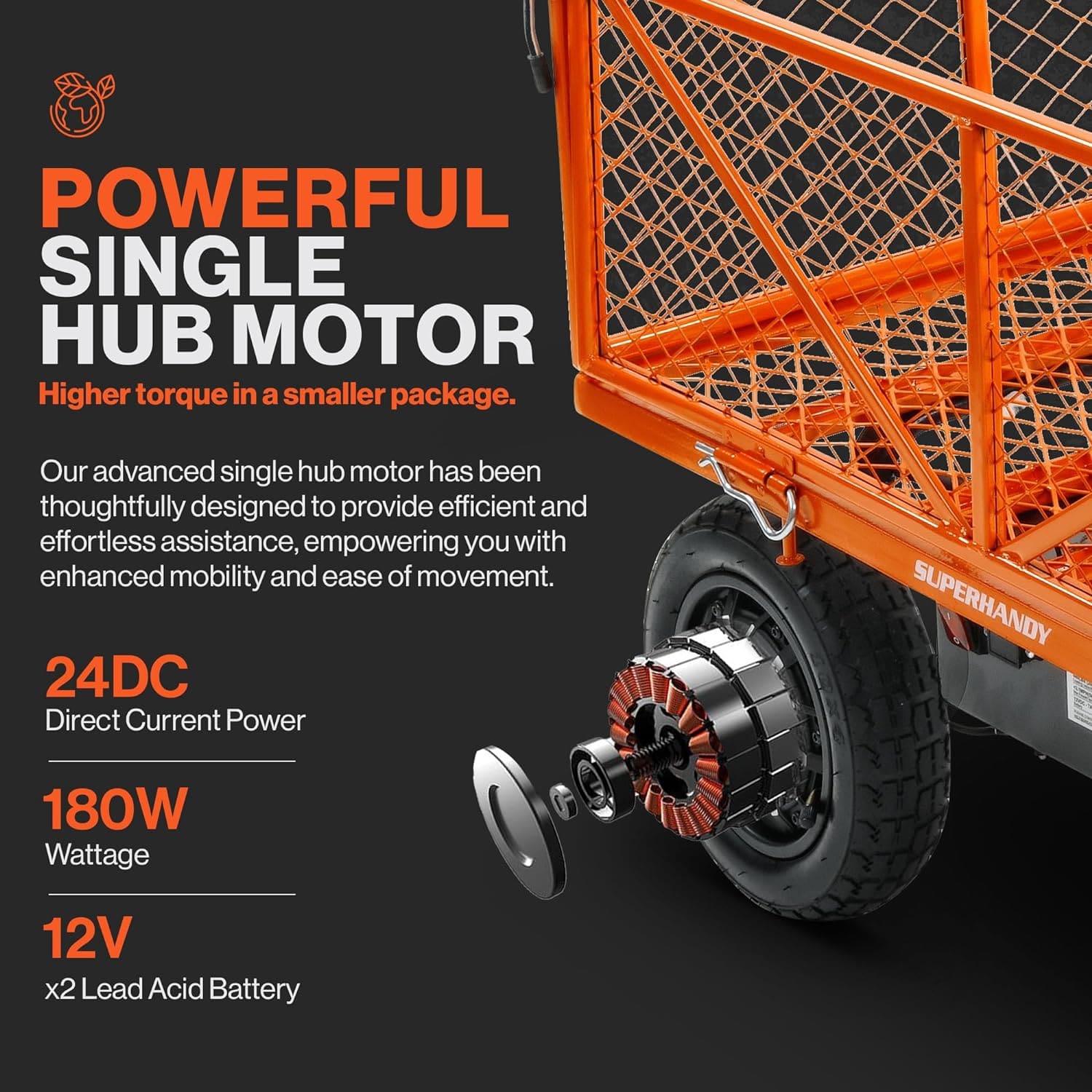 Super Handy Electric Garden Cart Pro - 5.7 Cu Ft, Convertible Flatbed, 440lb Load