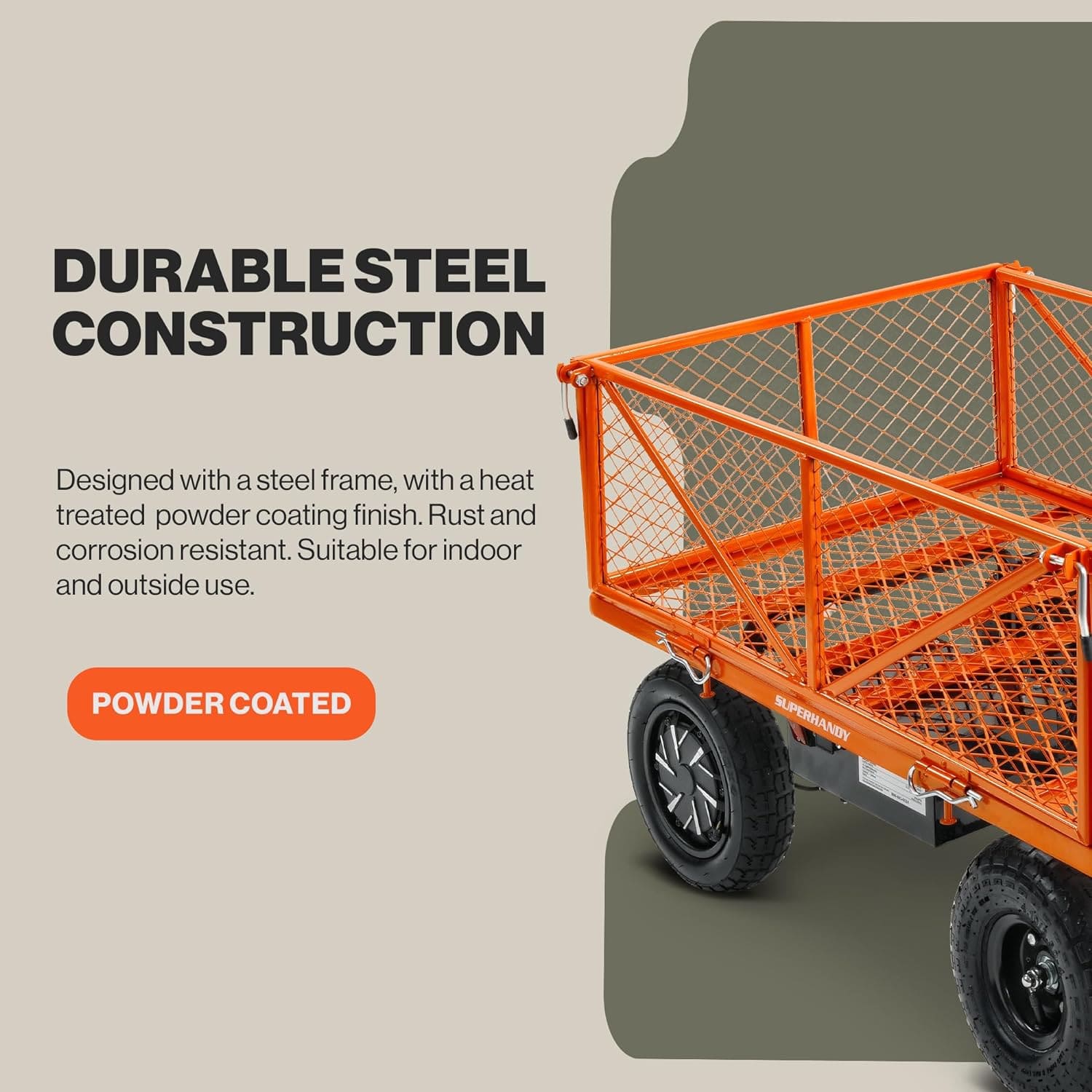 Super Handy Electric Garden Cart Pro - 5.7 Cu Ft, Convertible Flatbed, 440lb Load