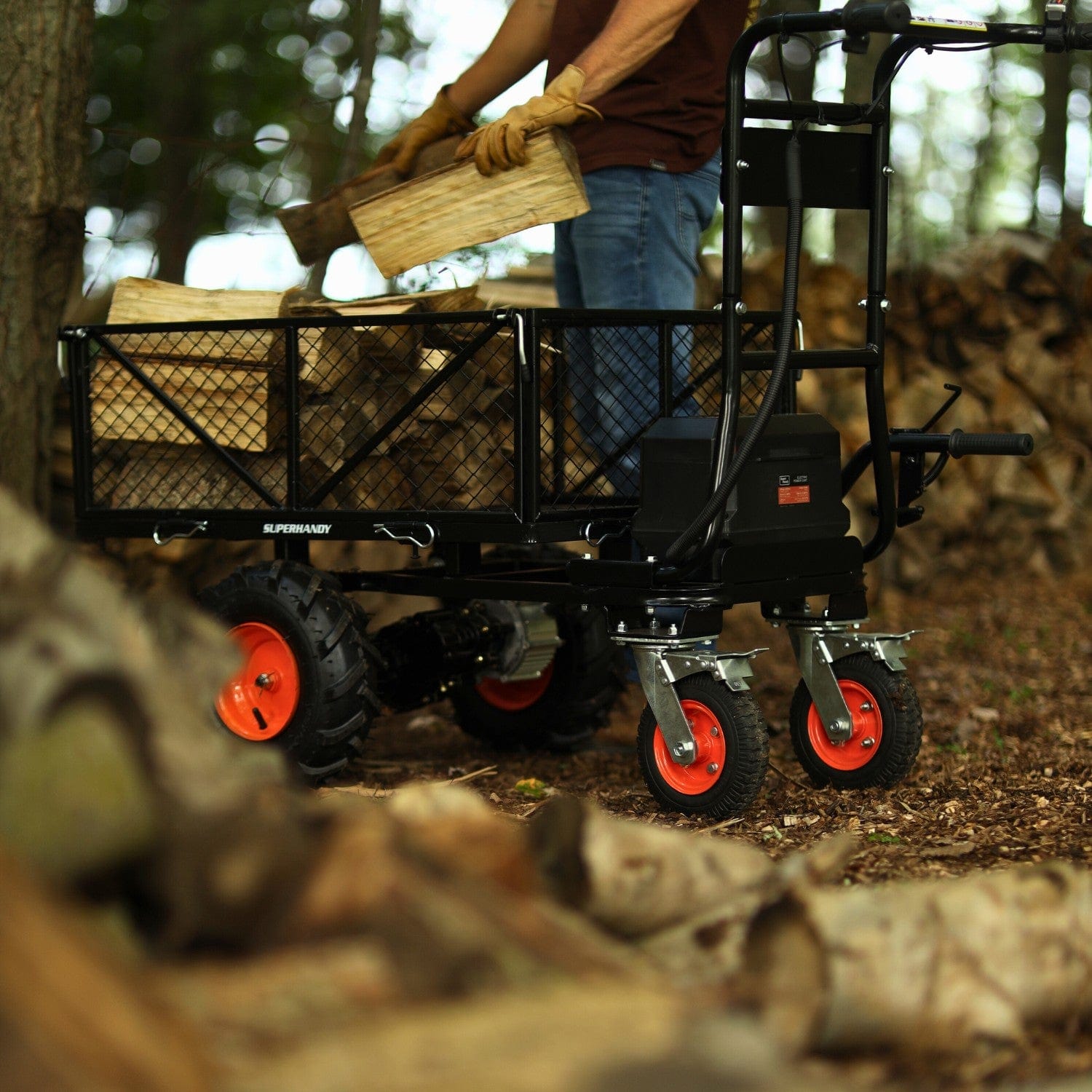 Super Handy Electric Utility Wagon Pro - 48V 2Ah Li-Ion Battery, 660Lb Max Weight