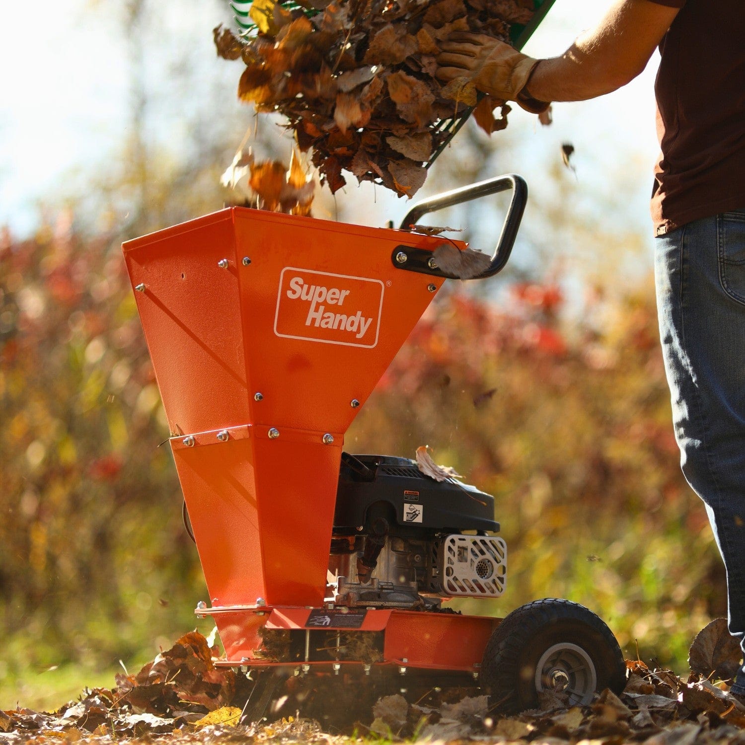 Super Handy Gas Leaf Mulcher - 3.4HP 145CC, 1" Max Branch Diameter