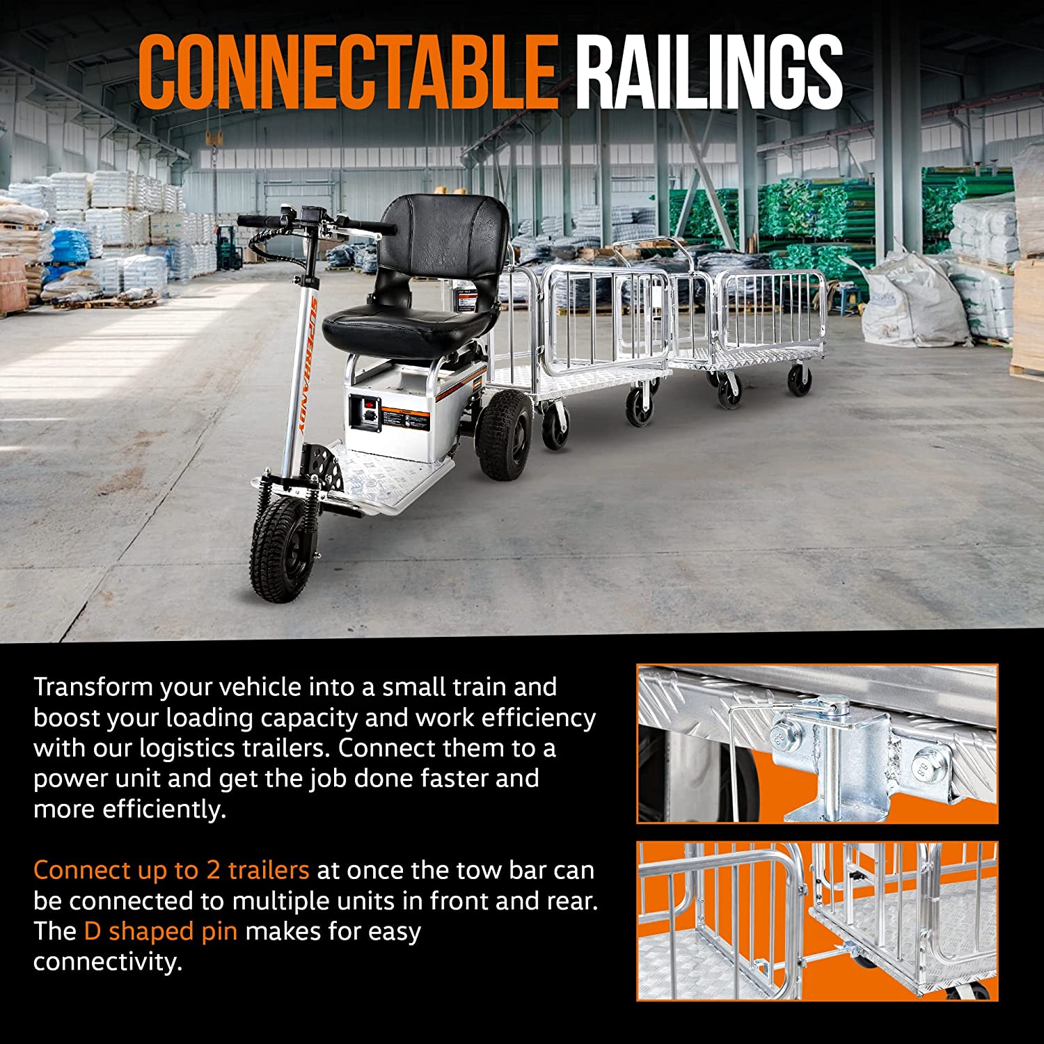 Super Handy Platform Truck & Trailer - 1200Lb Capacity, Connects Directly to Utility Tugger