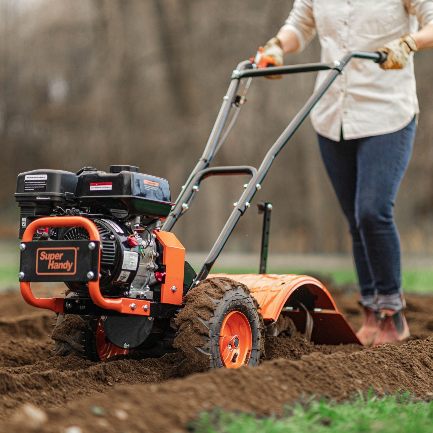 Super Handy Rear Tine Tiller Pro - 7HP, 16" Width, 12" Depth - Ultimate Soil Prep Tool