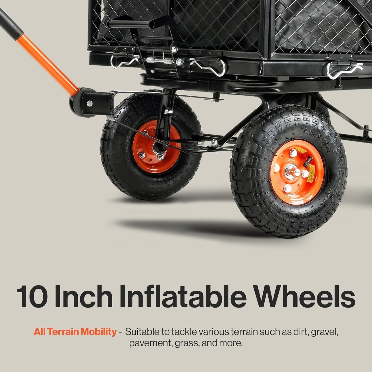 Super Handy Towable Garden Cart - Quick Dump System, 10" Tires, Connects with Tugger Scooter