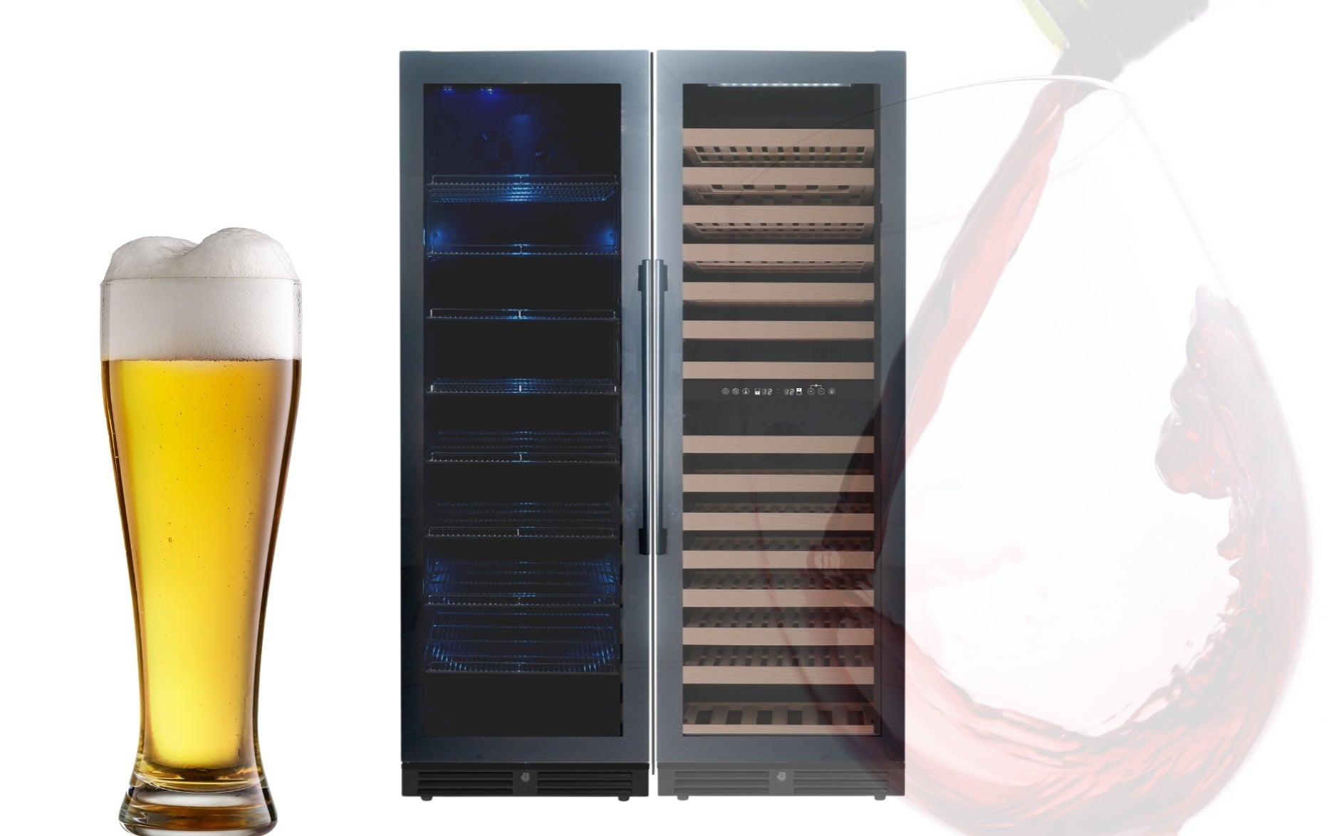 KingsBottle Upright Wine & Beverage cooler Combo With Low-E Glass - KBU425BW3
