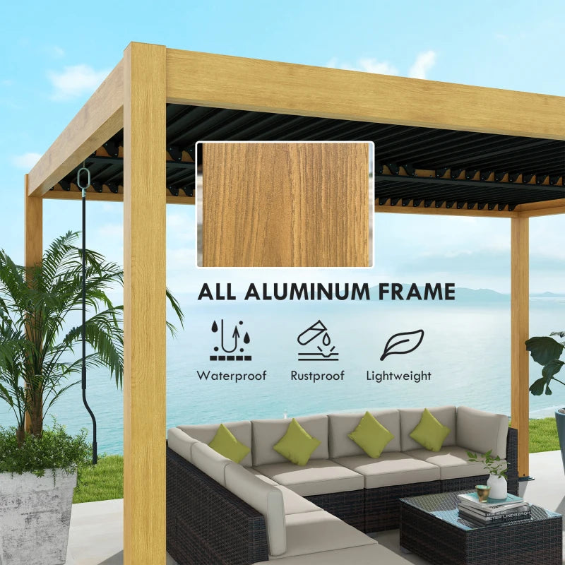 Outsunny Aluminum Louvered Pergola with Adjustable Roof, 10' x 13' Hardtop Gazebo for Patio, Deck, Garden, Yard, Beach