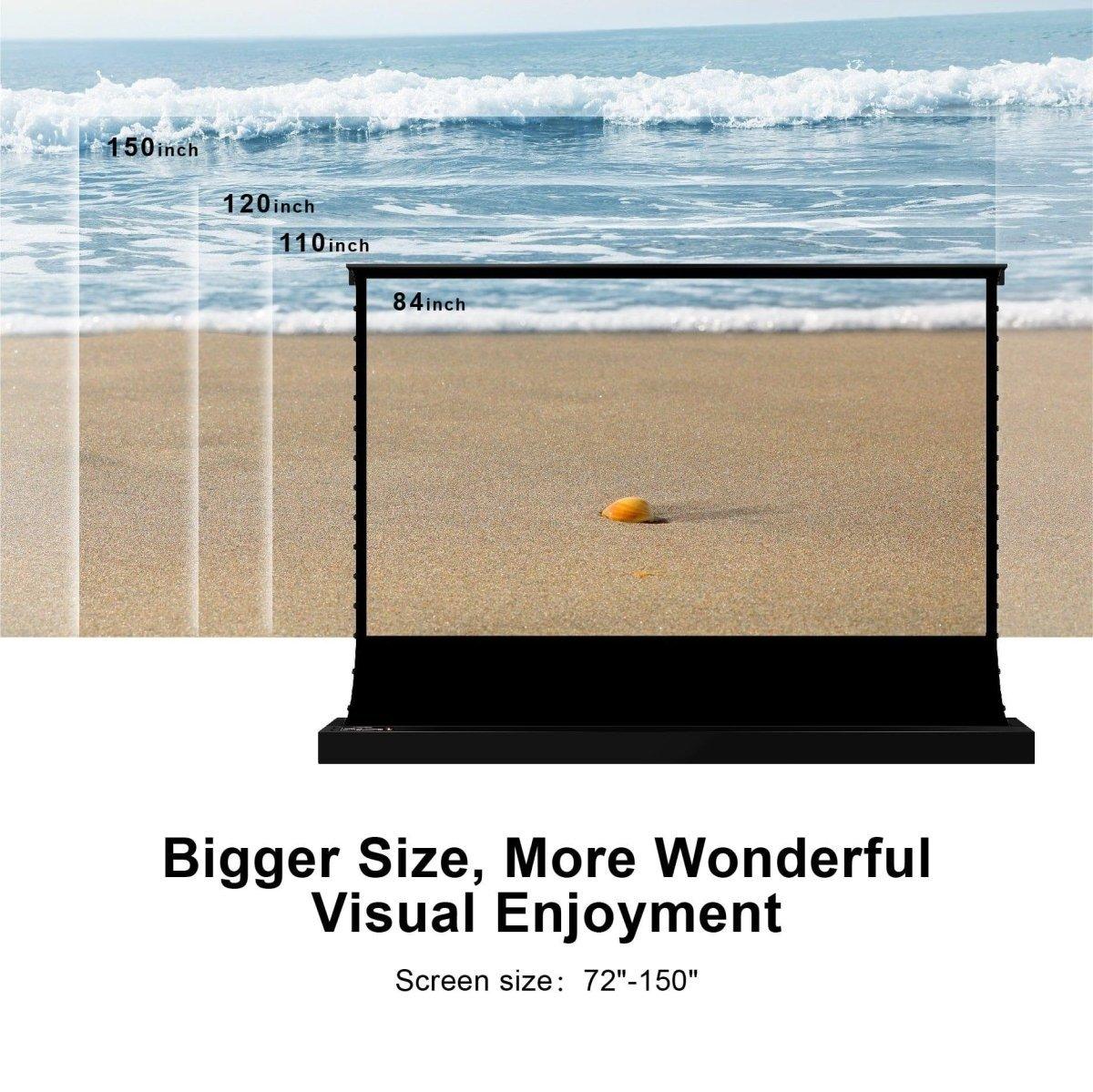 VIVIDSTORM Pearl White Cinema Plus Motorized Tension Floor Rising Projector screen