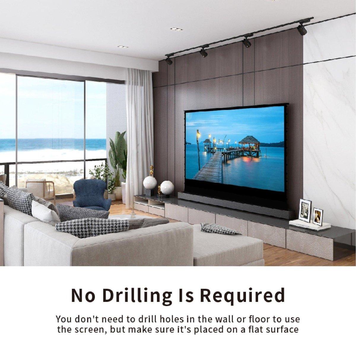 VIVIDSTORM Pearl White Cinema Plus Motorized Tension Floor Rising Projector screen