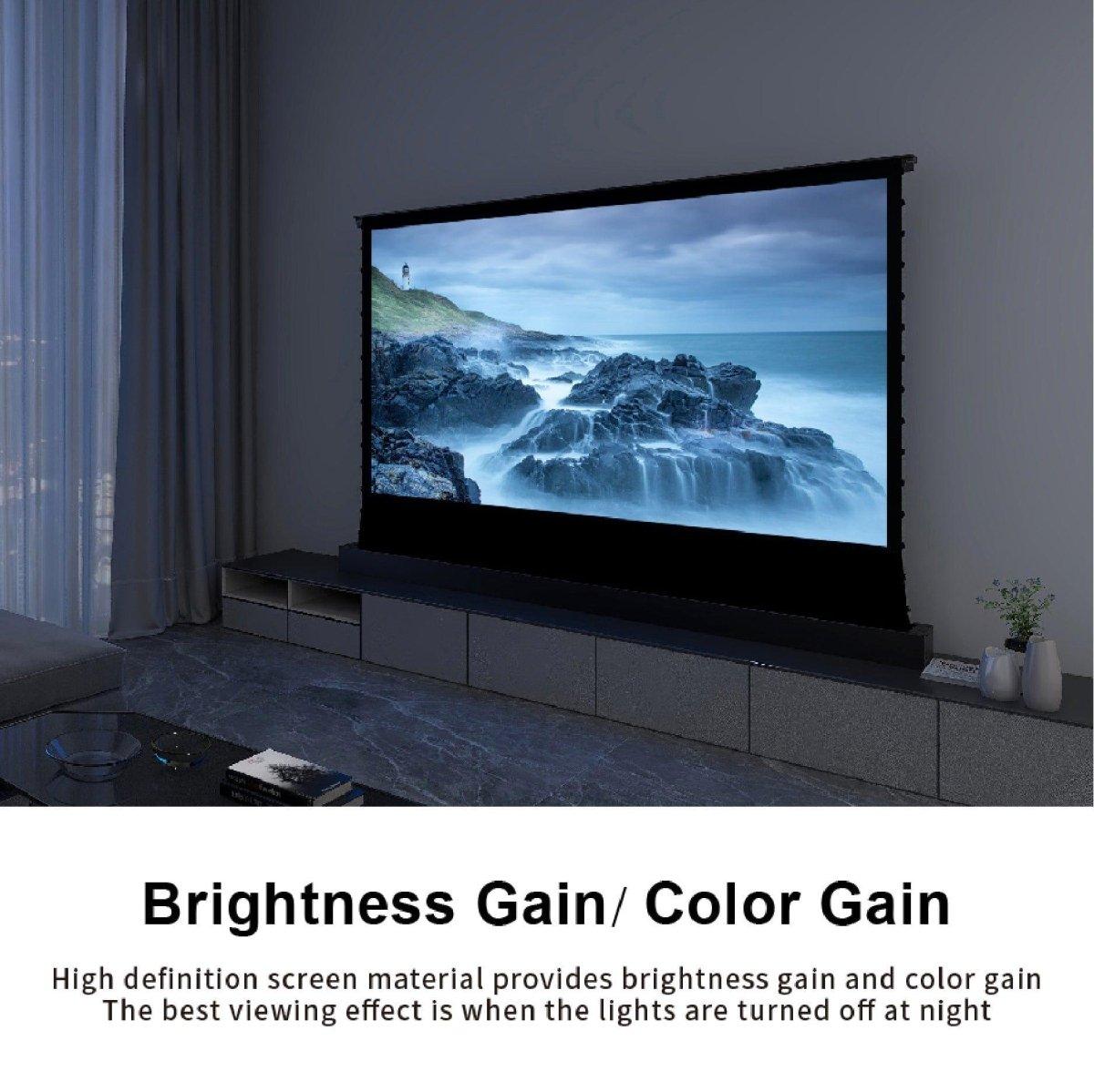 VIVIDSTORM Pearl White Cinema Plus Motorized Tension Floor Rising Projector screen