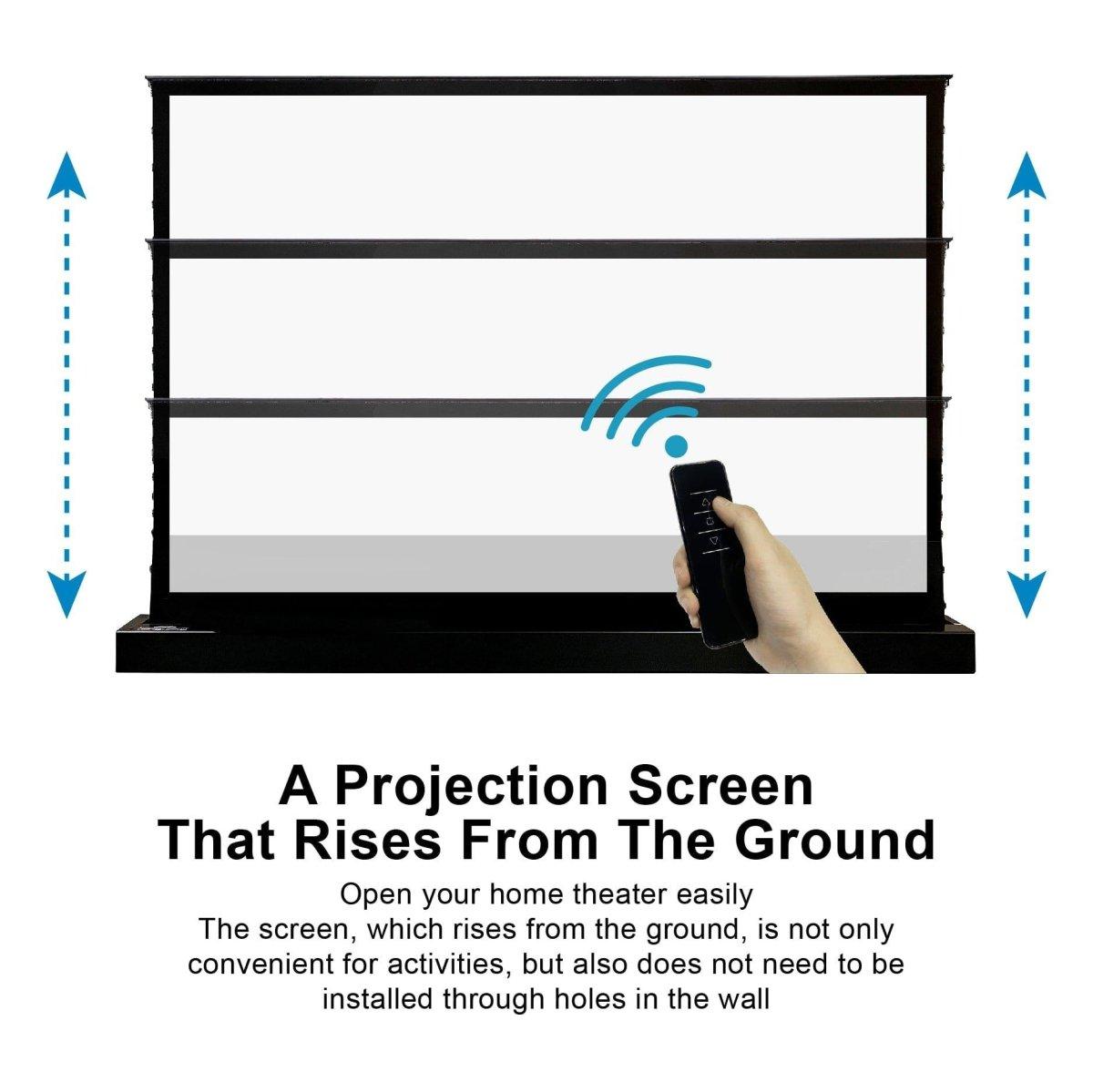 VIVIDSTORM Pearl White Cinema Plus Motorized Tension Floor Rising Projector screen