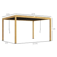 Outsunny Aluminum Louvered Pergola with Adjustable Roof, 10' x 13' Hardtop Gazebo for Patio, Deck, Garden, Yard, Beach